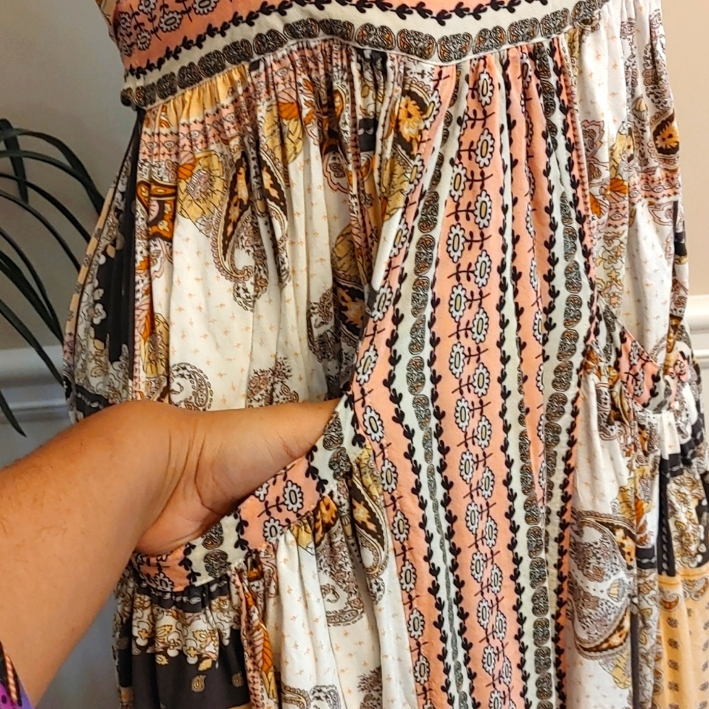 Matilda Jane Perfectly Paisley maxi v-neck with pockets and Belts Size M - Picture 5 of 13